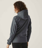 Regatta Ladies Venturer Three Layer Hooded Soft Shell Jacket | Seal Grey/Black thumbnail 2