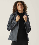 Regatta Ladies Venturer Three Layer Hooded Soft Shell Jacket | Seal Grey/Black thumbnail 3