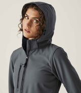 Regatta Ladies Venturer Three Layer Hooded Soft Shell Jacket | Seal Grey/Black thumbnail 4