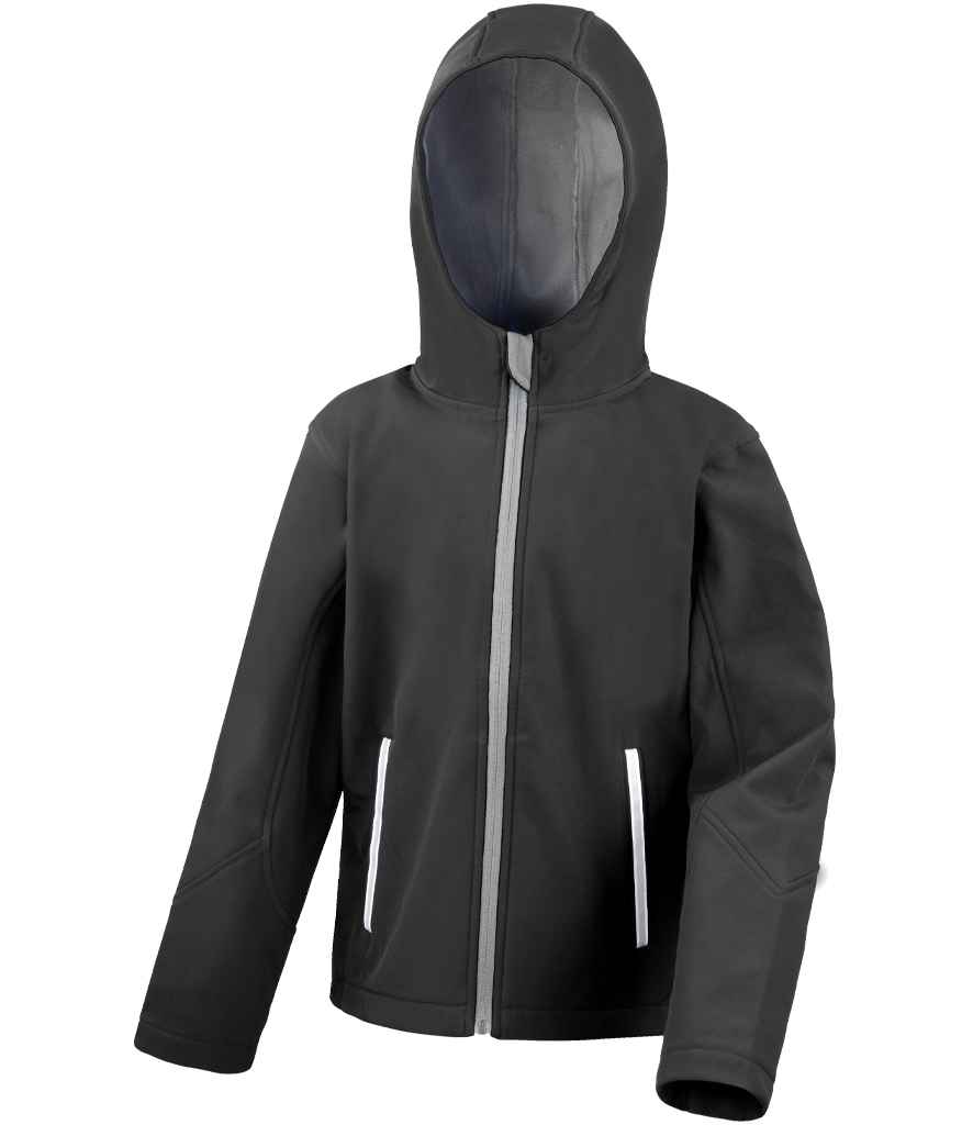 Result Core Kids TX Performance Hooded Soft Shell Jacket | Black/Grey