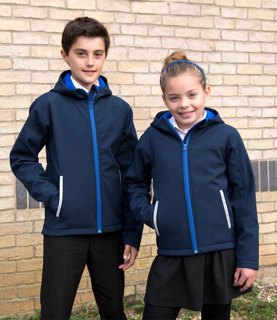 Result Core Kids TX Performance Hooded Soft Shell Jacket | Navy/Royal Blue