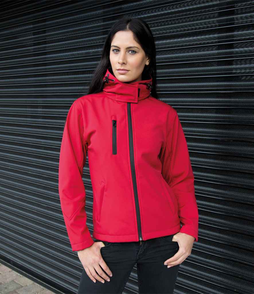 Result Core Ladies Hooded Soft Shell Jacket | Red/Black