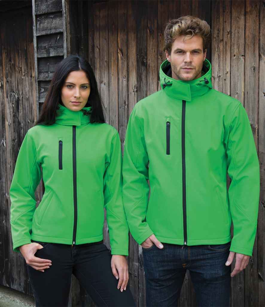 Result Core Ladies Hooded Soft Shell Jacket | Vivid Green/Black