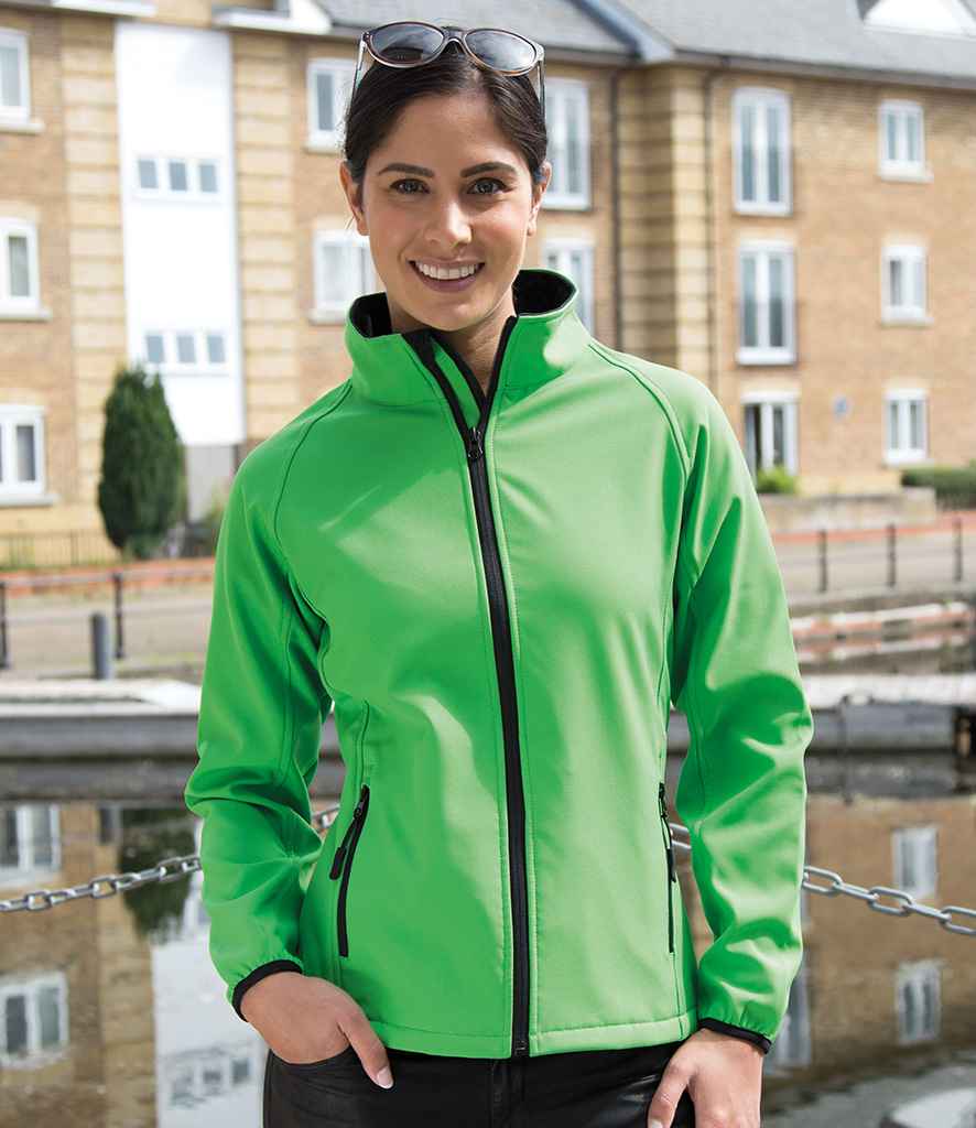 Result Core Ladies Printable Soft Shell Jacket | Vivid Green/Black