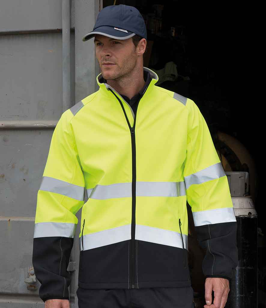 Result Safe-Guard Printable Safety Soft Shell Jacket | Fluorescent Yellow/Black