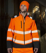 Result Safe-Guard Printable Ripstop Safety Soft Shell Jacket | Fluorescent Orange/Black thumbnail 1