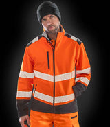 Result Safe-Guard Printable Ripstop Safety Soft Shell Jacket | Fluorescent Orange/Black thumbnail 2