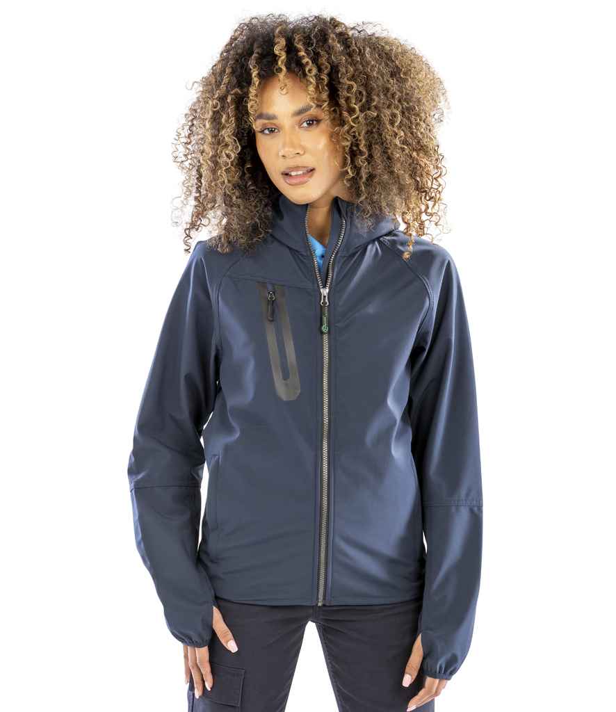 Result Recycled Three Layer Printable Hooded Soft Shell Jacket | Navy/Navy