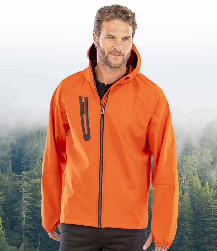 Result Recycled Three Layer Printable Hooded Soft Shell Jacket | Orange/Navy
