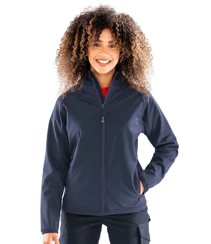 Result Recycled Ladies Three Layer Printable Hooded Soft Shell Jacket | Navy
