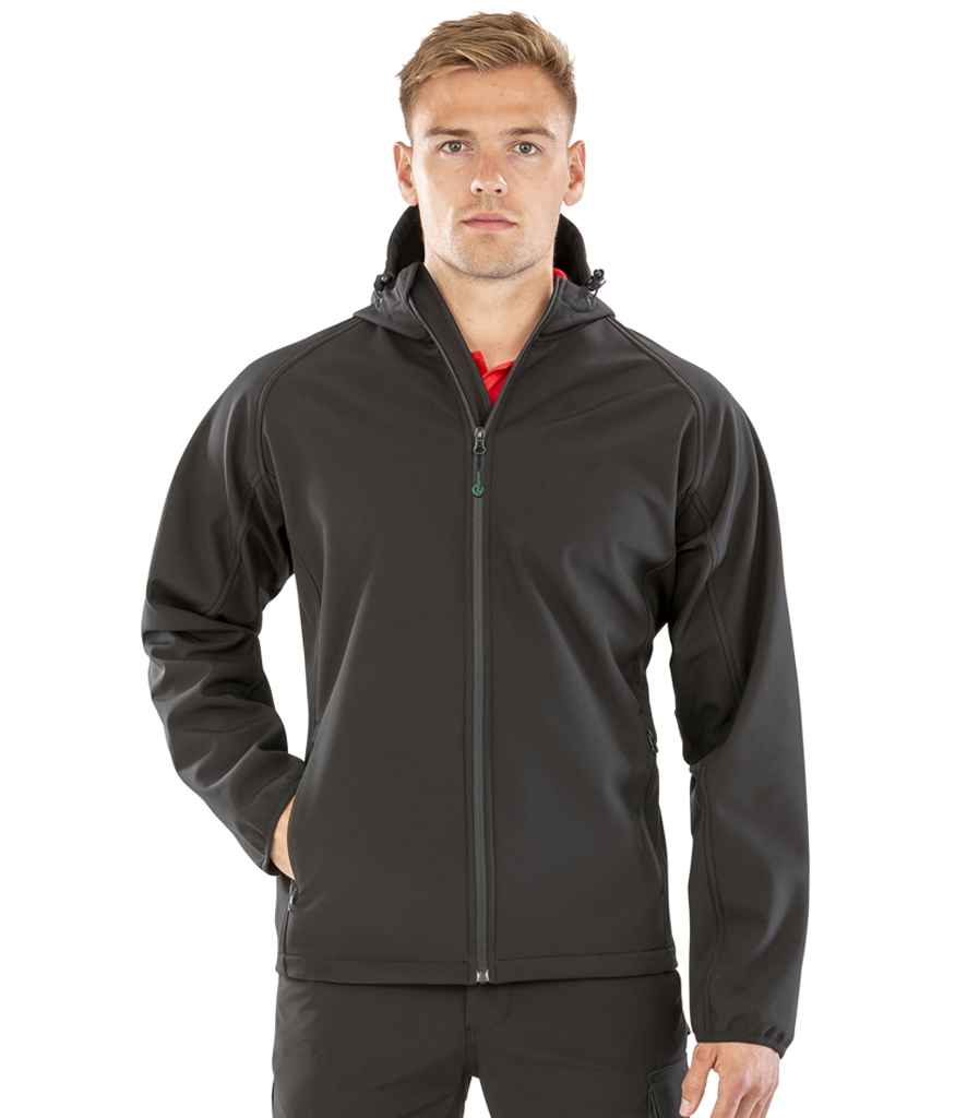 Result Recycled Three Layer Printable Hooded Soft Shell Jacket | Black