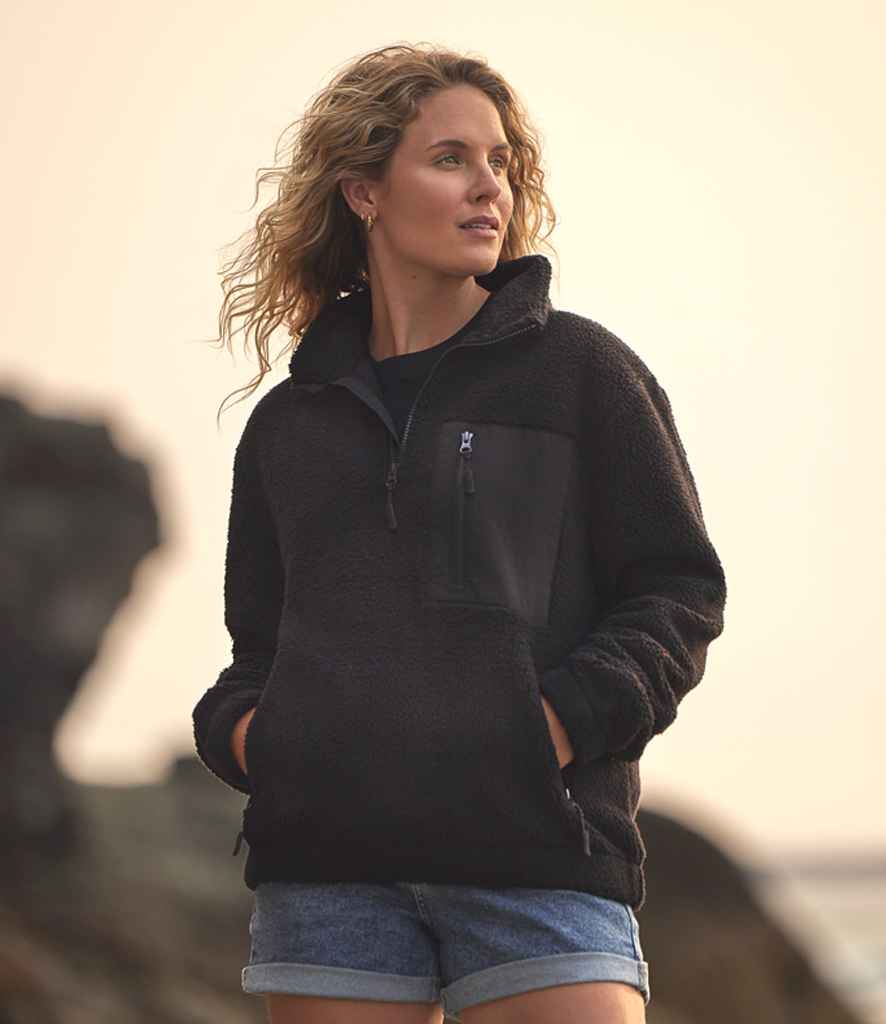 Ravine Unisex 1/4 Zip Borg Fleece | Black
