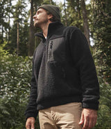 Ravine Unisex 1/4 Zip Borg Fleece | Black thumbnail 2