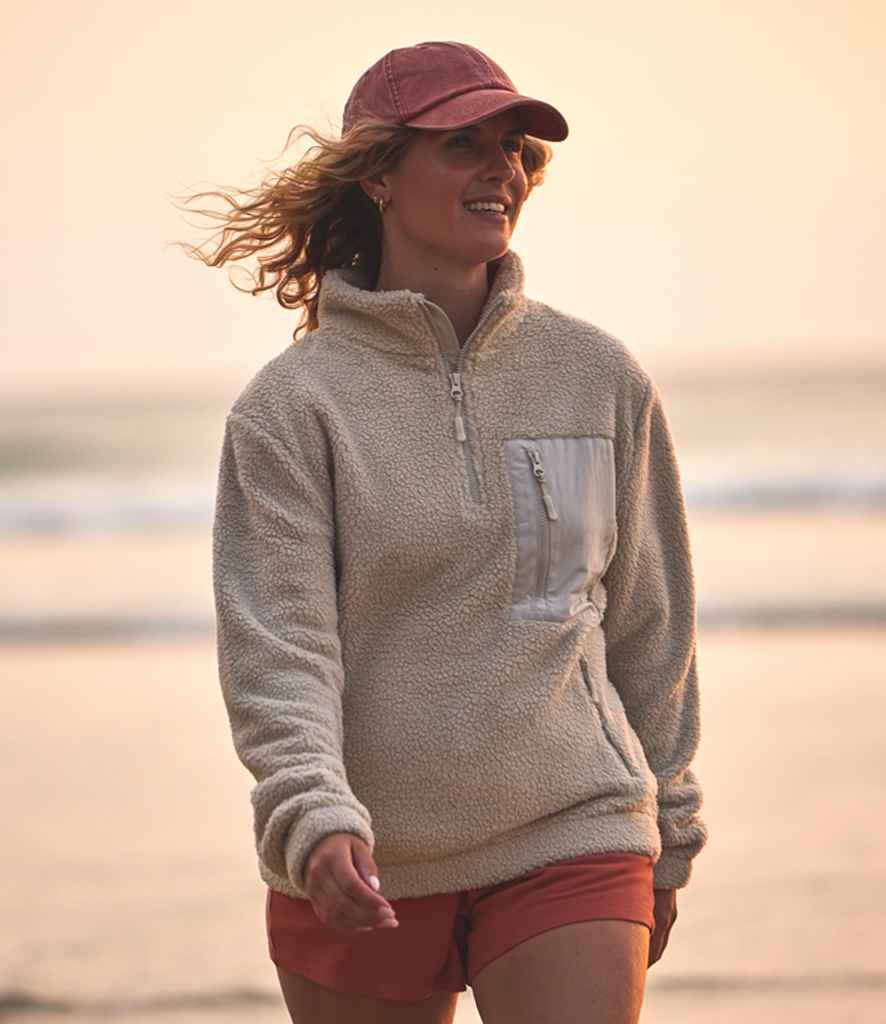 Ravine Unisex 1/4 Zip Borg Fleece | Natural