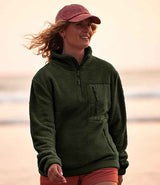 Ravine Unisex 1/4 Zip Borg Fleece | Olive Green thumbnail 1