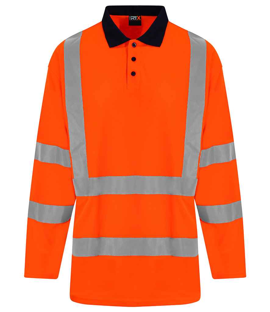 Pro RTX High Visibility Long Sleeve Polo Shirt | Orange/Navy