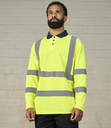 Pro RTX High Visibility Long Sleeve Polo Shirt | Yellow/Navy thumbnail 1