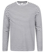 SF Clothing Unisex Long Sleeve Striped T-Shirt | White/Oxford Navy thumbnail 4