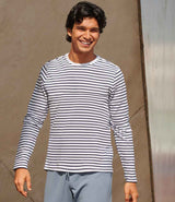 SF Clothing Unisex Long Sleeve Striped T-Shirt | White/Oxford Navy thumbnail 2