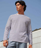 SF Clothing Unisex Long Sleeve Striped T-Shirt | White/Oxford Navy thumbnail 3