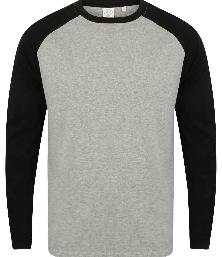 SF Clothing Long Sleeve Baseball T-Shirt | Heather Grey/Black