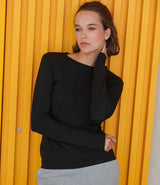 SF Clothing Ladies Feel Good Long Sleeve Stretch T-Shirt | Black thumbnail 2