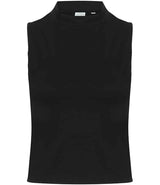 SF Clothing Ladies High Neck Crop Vest | Black thumbnail 2