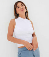 SF Clothing Ladies High Neck Crop Vest | White thumbnail 1