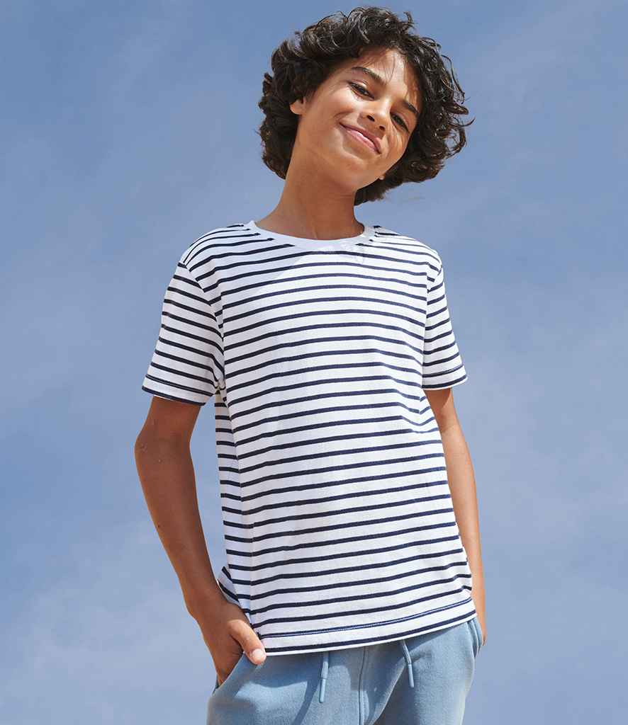 SF Clothing Kids Striped T-Shirt | White/Oxford Navy