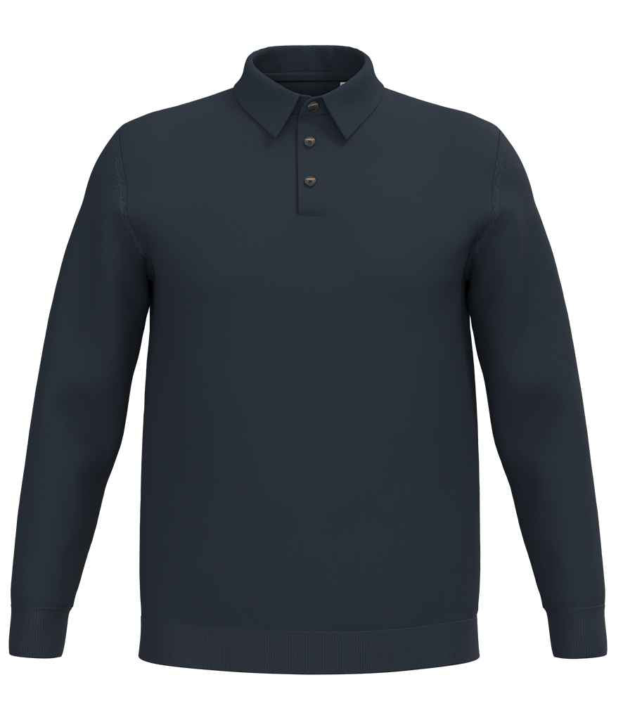 Spasso Knitted Long Sleeve Polo Shirt | Navy