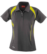 Spiro Ladies Team Spirit Polo Shirt | Grey/Lime Green thumbnail 2