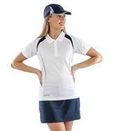 Spiro Ladies Team Spirit Polo Shirt | White/Navy thumbnail 2