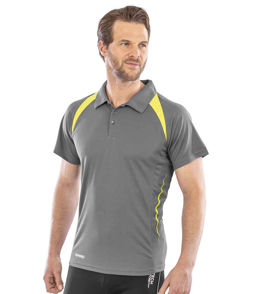 Spiro Team Spirit Polo Shirt | Grey/Lime Green