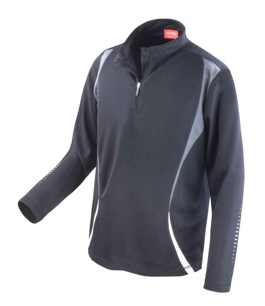 Spiro Unisex Zip Neck Trial Training Top | Black/Grey/White