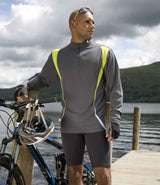 Spiro Unisex Zip Neck Trial Training Top | Grey/Lime Green/White thumbnail 1