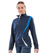 Spiro Unisex Zip Neck Trial Training Top | Navy/Royal Blue/White thumbnail 3