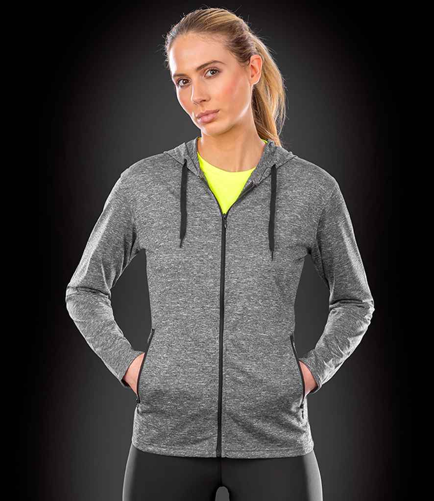 Spiro Ladies Hooded T-Shirt Jacket | Marl Grey