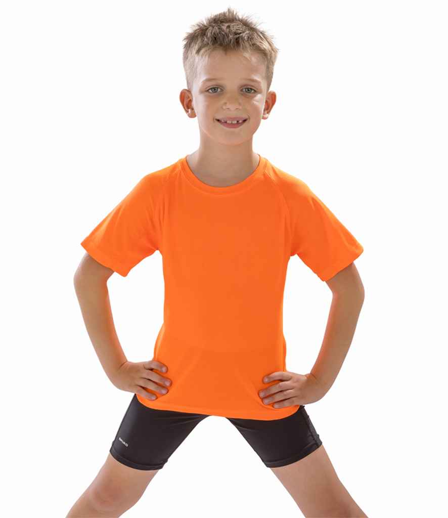 Spiro Kids Impact Performance Aircool T-Shirt | Flo Orange