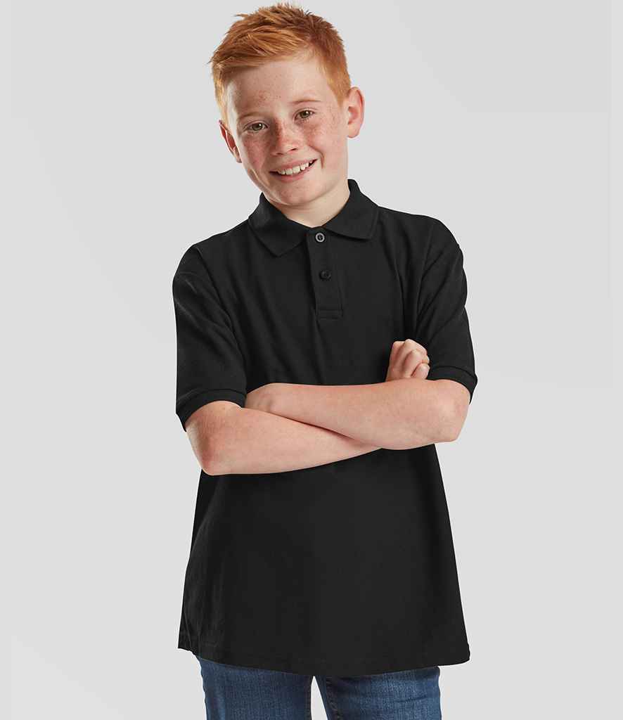 Fruit of the Loom Kids Poly/Cotton Piqué Polo Shirt | Black
