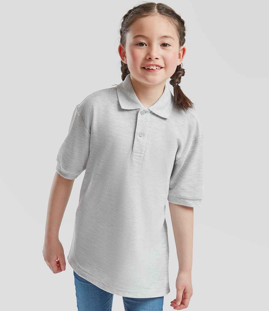 Fruit of the Loom Kids Poly/Cotton Piqué Polo Shirt | Heather Grey