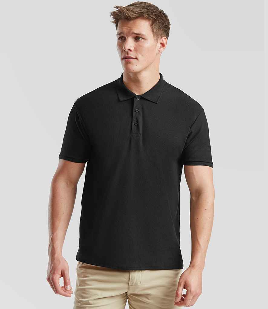 Fruit of the Loom Poly/Cotton Piqué Polo Shirt | Black