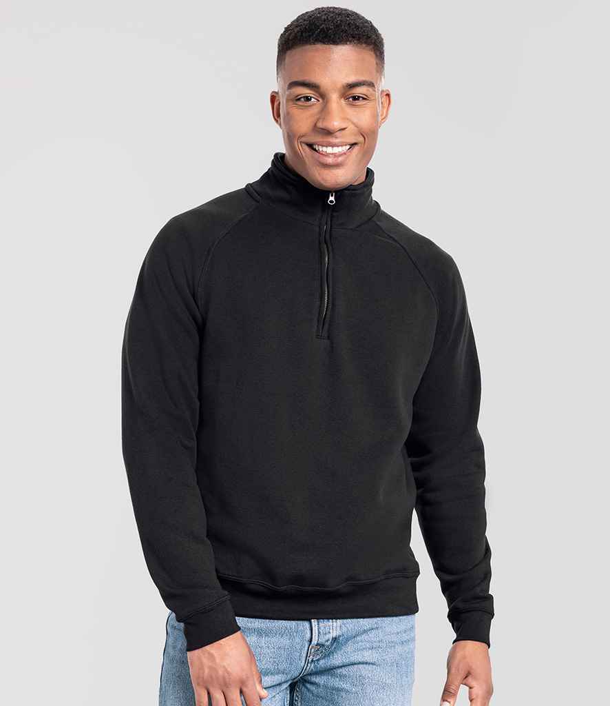 Fruit of the Loom Iconic Premium Zip Neck Sweatshirt | Black