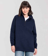 Fruit of the Loom Iconic Premium Zip Neck Sweatshirt | Deep Navy thumbnail 2