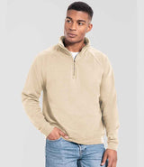 Fruit of the Loom Iconic Premium Zip Neck Sweatshirt | Desert Sand thumbnail 1