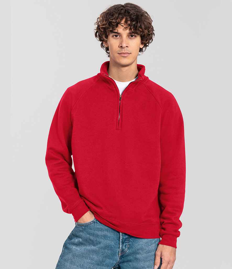Fruit of the Loom Iconic Premium Zip Neck Sweatshirt | Red