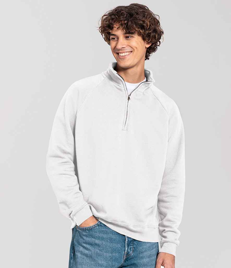 Fruit of the Loom Iconic Premium Zip Neck Sweatshirt | White