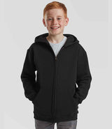 Fruit of the Loom Kids Classic Zip Hooded Sweatshirt | Black thumbnail 1