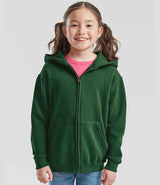 Fruit of the Loom Kids Classic Zip Hooded Sweatshirt | Bottle Green thumbnail 1