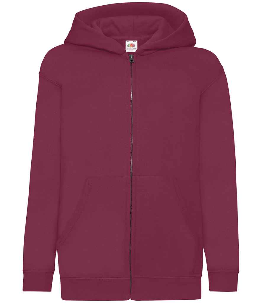Fruit of the Loom Kids Classic Zip Hooded Sweatshirt | Burgundy