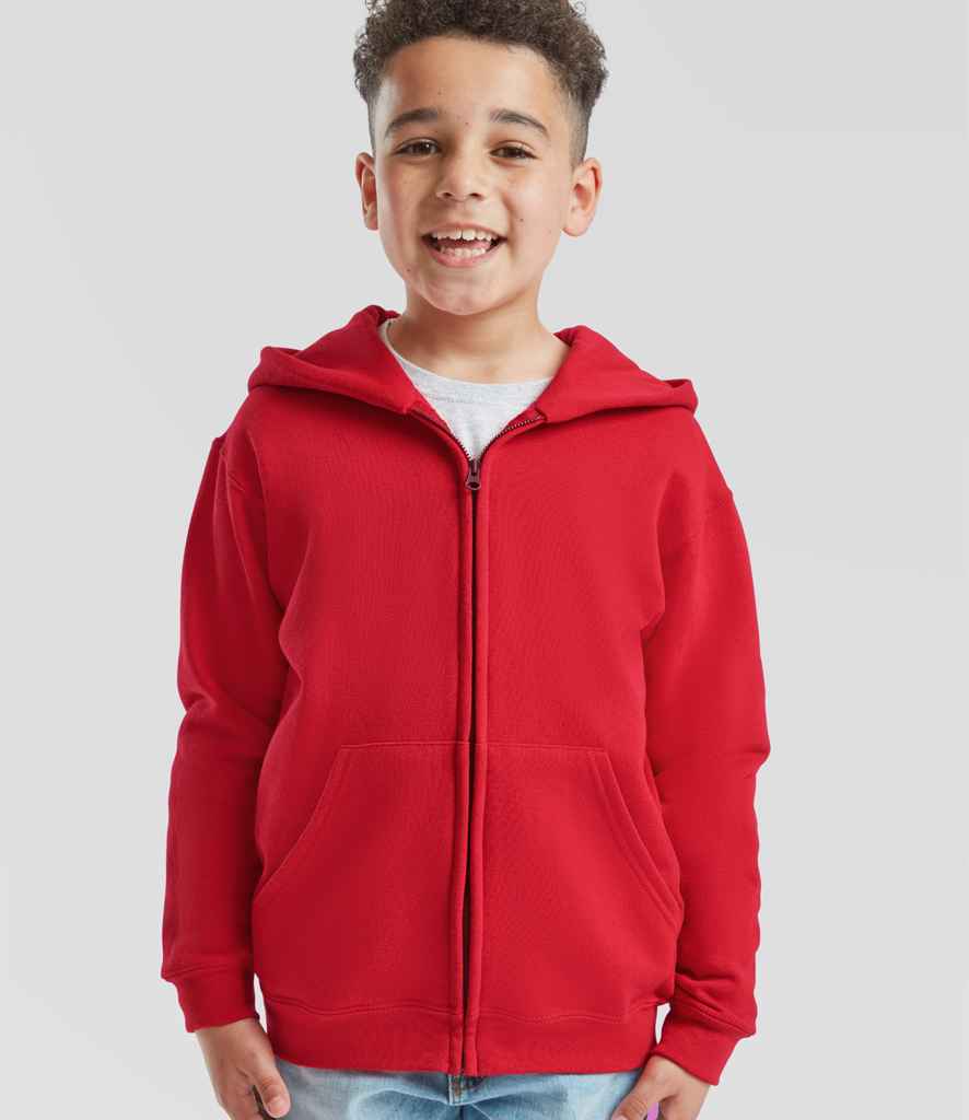 Fruit of the Loom Kids Classic Zip Hooded Sweatshirt | Red